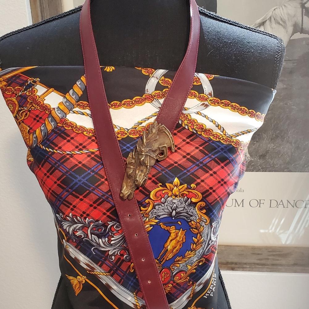 1990 Gucci Horse Races Bordo Leather Belt